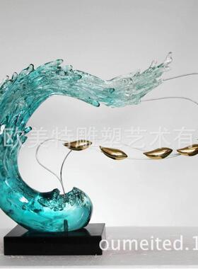惠州欧美特公司透明云树脂鱼个品摆件家祥居样板房水晶装饰透明摆