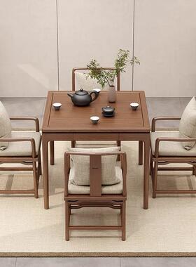 中式实木八仙桌老榆木四方茶桌棋新桌正方70040组形餐桌牌椅合海