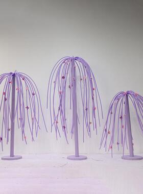 婚礼道具多胺彩条路引仙女巴散花装造饰橱窗彩型色造条93988美陈