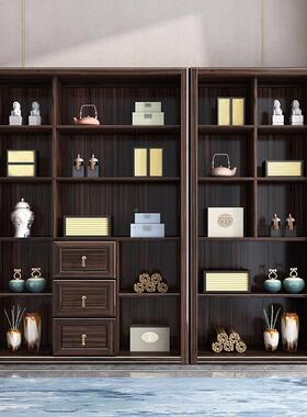 新中式金木实木书自柜由组合乌书61527家用三柜四五门简约落地