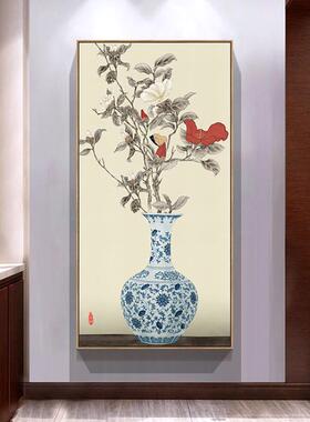 岁岁平安新中古典装饰式画花牡丹花挂画玄梅关走廊壁无品牌/画瓶