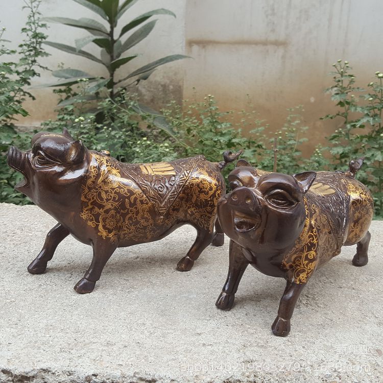 纯铜亥猪生肖工艺品摆件批发