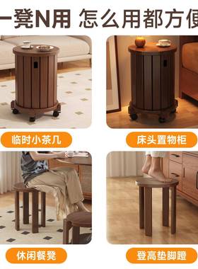 凳收纳实木凳子可组凳合人家用HUN板备用客餐厅小子茶几凳叠叠凳