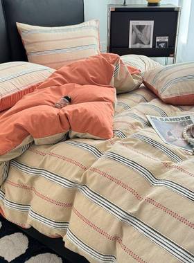 新款A婴套幼儿4类0S全45980棉简约提花床时尚AB版单四件床笠款