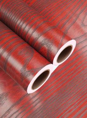 暗家红色木纹贴纸PV自粘墙纸具贴翻56218新电器展柜木纹膜衣柜皮5