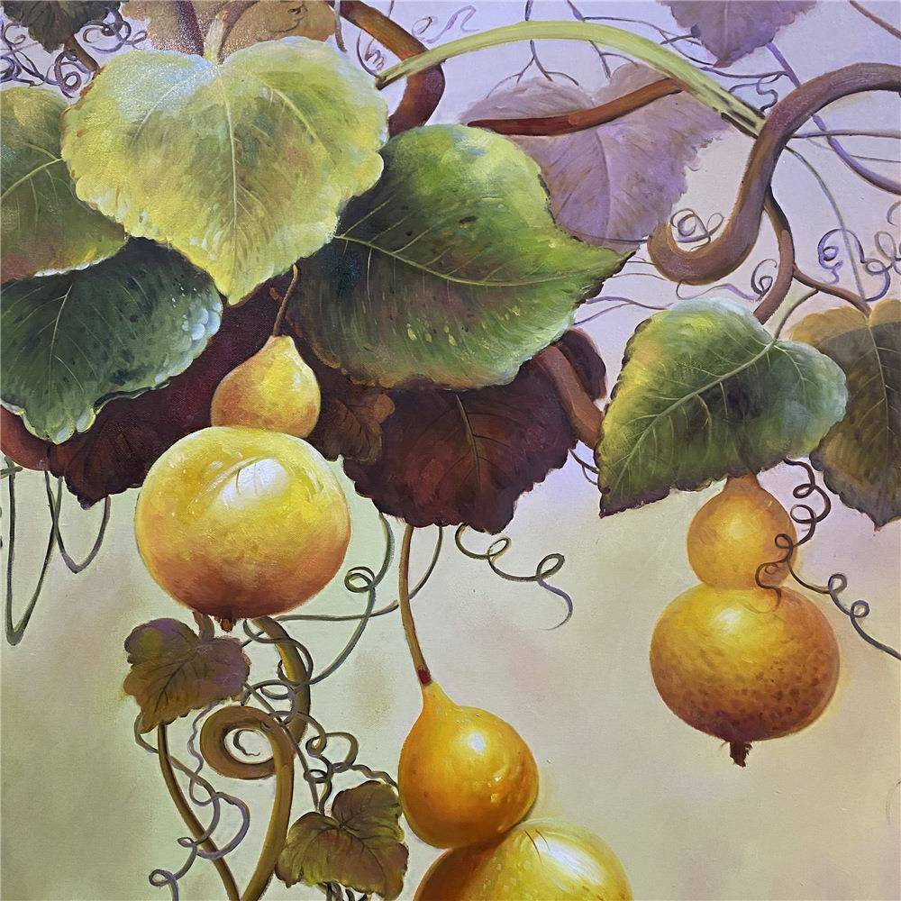 客纯手绘画新中式葫五福临门挂画芦油厅入户IJK玄关装饰画走廊过