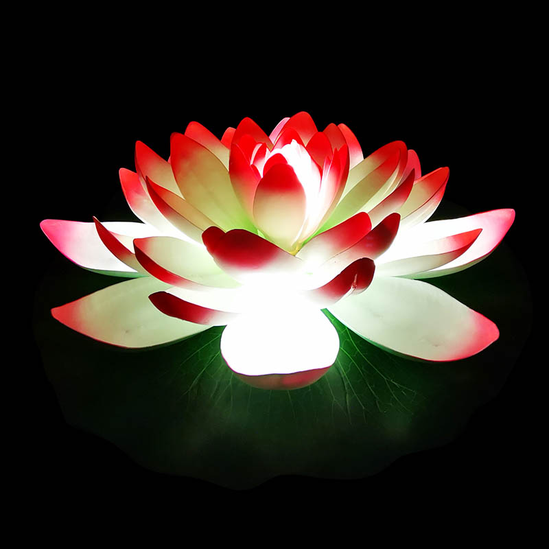 led荷花灯景观河灯水灯户外防水亮化工程景区装饰观赏接电莲花灯