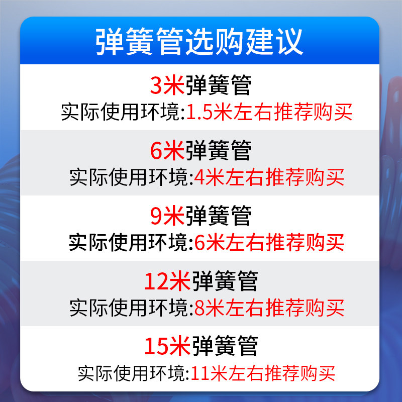 PU弹簧管高压气管软管伸缩空压机气泵高压气管快速接头气动防爆管