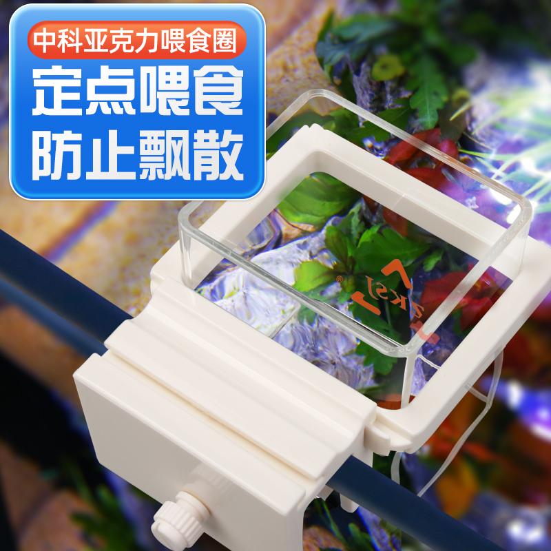 中科喂食圈鱼缸多功能亚克力鱼食投食器防散水族箱挂缸拉筋喂食器