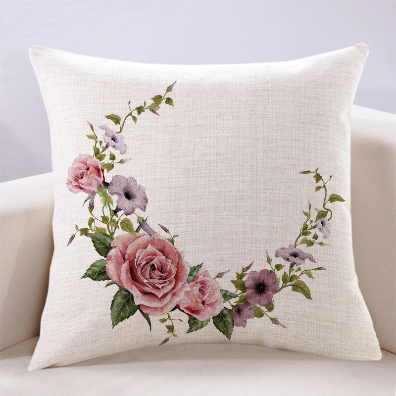 手绘唯美小清新花环复古简约抱枕沙发客厅卧室靠背床上飘窗靠枕垫