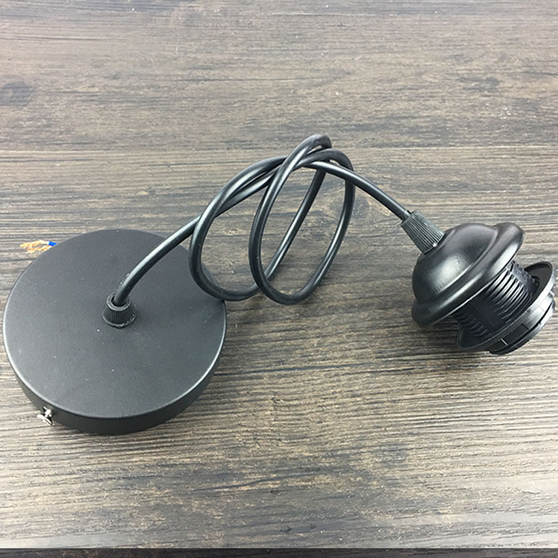 E27全牙灯头吊灯线灯罩LED灯泡吊线灯座 DIY灯饰灯具配件带吸顶盘图片