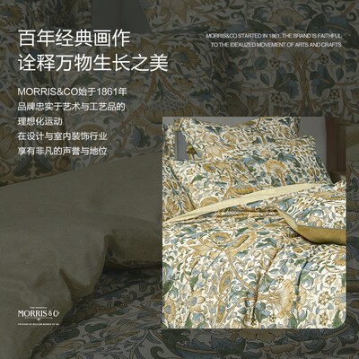 MINE/寐Morris&CoA类长绒棉纯棉全棉双面磨毛四件套床单 纯粹伦敦