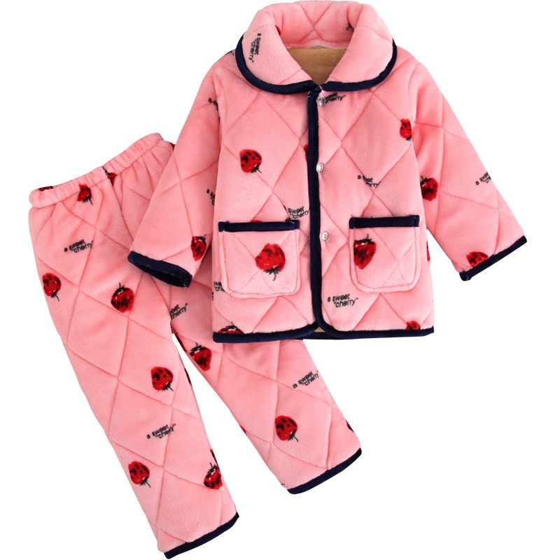 儿童睡衣冬季加厚加绒法兰绒男童宝宝珊瑚绒女童三层夹棉保暖套装,童装/婴儿装/亲子装,家居服套装,淘宝优惠券,粉丝福利购,淘宝优惠卷