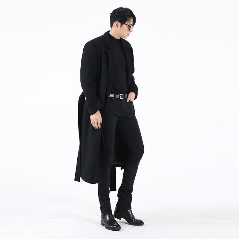垫肩毛呢大衣男款冬季加厚加绒男士风衣外套长款克苏鲁高级感
