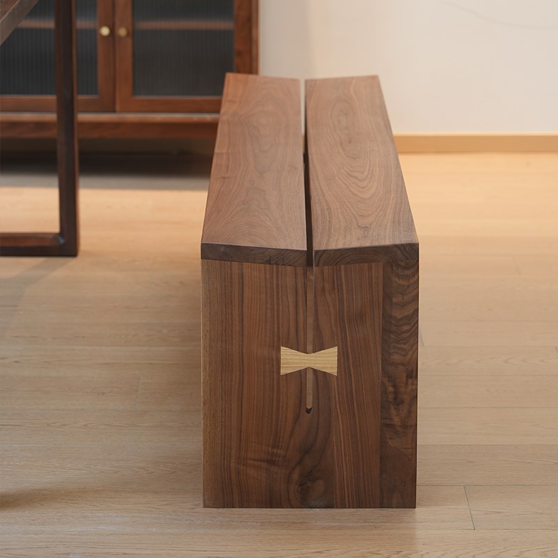 北美黑胡桃全实木长凳北欧简约餐桌椅凳家用长条凳卧室床尾换鞋凳