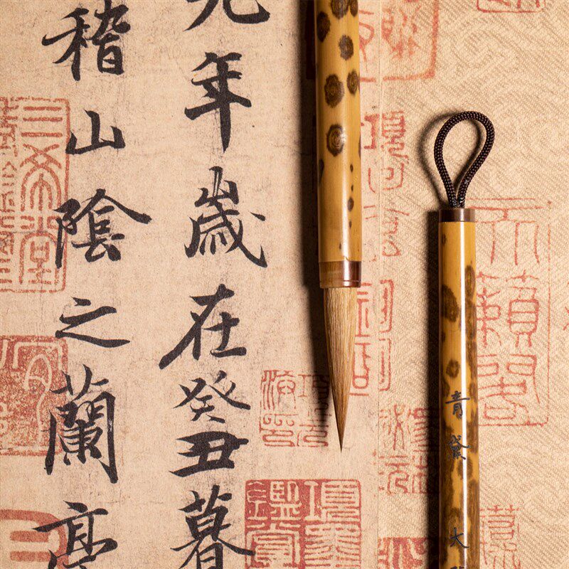 锦瑟文房纯狼毫毛笔欧楷行书小楷毛笔书法家级兰亭序青黛