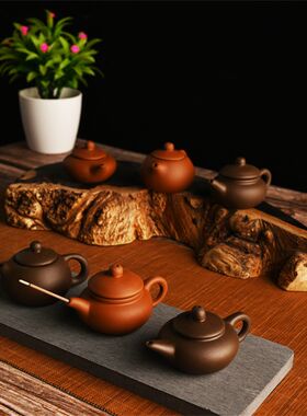 指尖壶香插迷你紫砂小茶壶线香座把把壶可茶宠配件可泡茶开盖紫沙