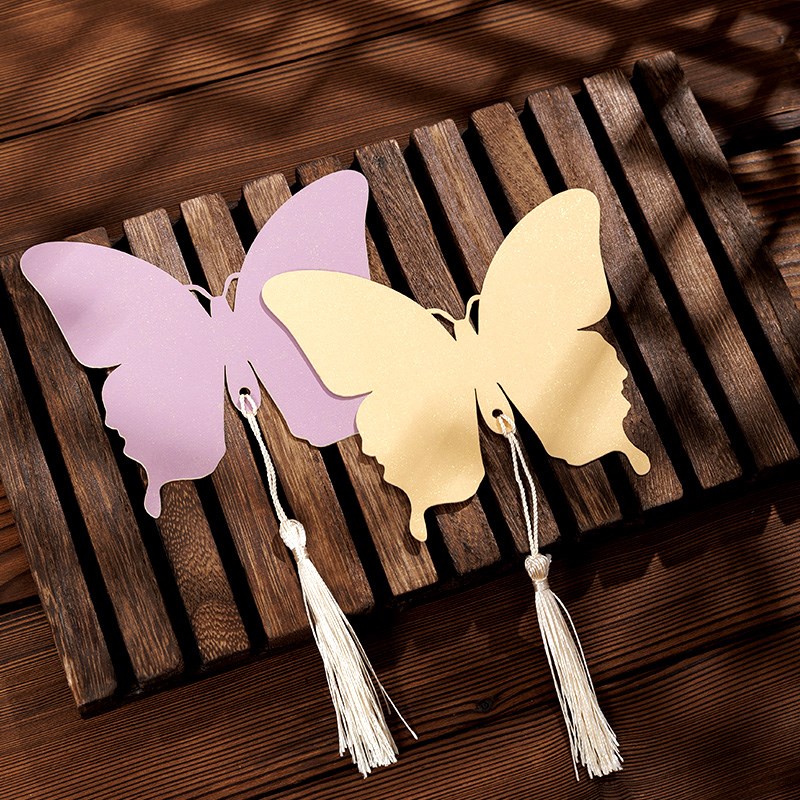 燃灯新品文创蝴蝶书签宣纸空白卡片国画书法diy专用书签纸面布置