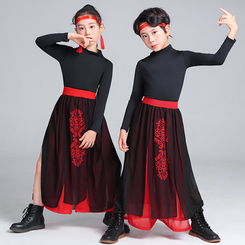 儿童古典舞男女飘逸中国风少年志芒种舞蹈服功夫扇古风表演演出服