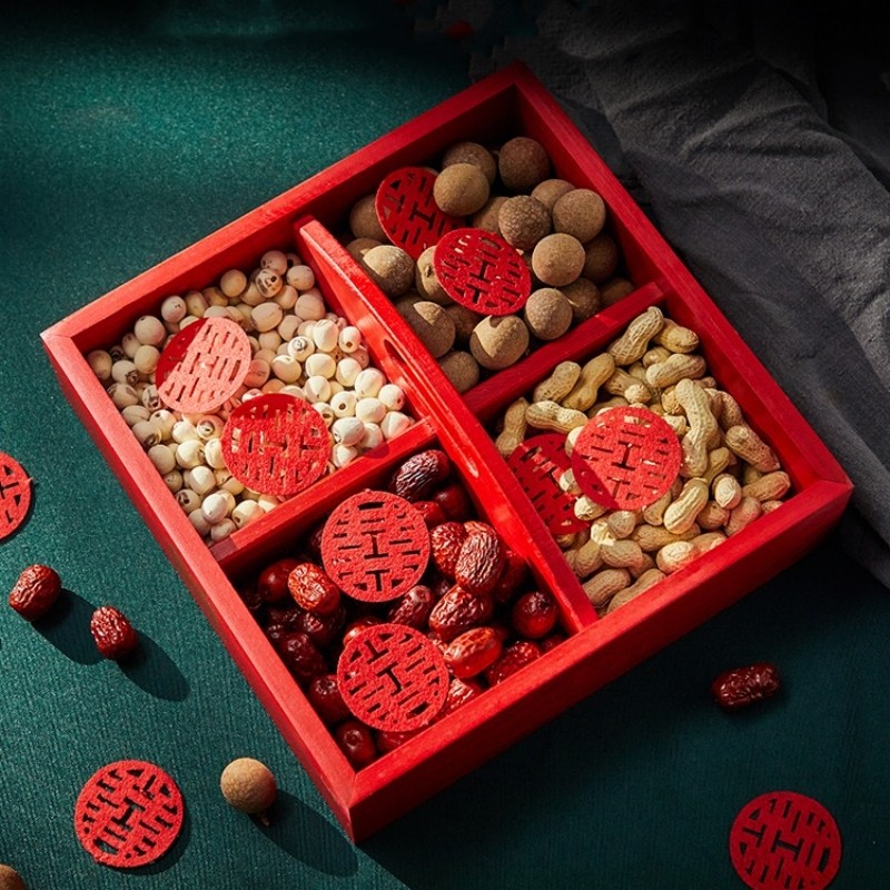 喜糖盘果盘结婚红色乾果盘实木客厅订婚摆盘果盒糖果早生贵子摆件,家居饰品,果盘/果篓,淘宝优惠券,粉丝福利购,淘宝优惠卷