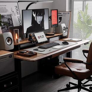 桌家用大长书桌卧室双人电竞桌办公桌 实木电动升降桌大板电脑台式