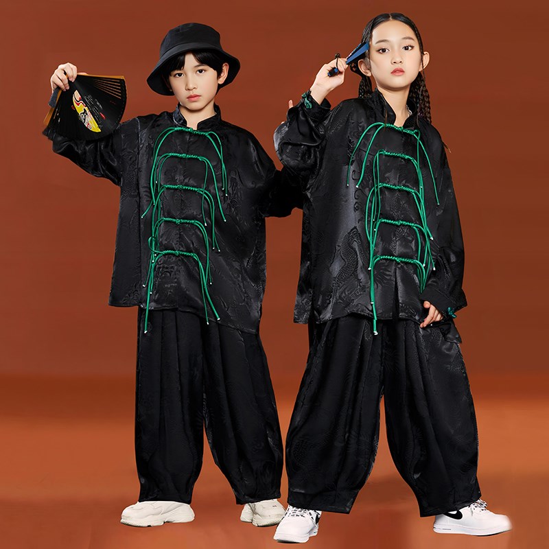 现货速发儿童中国风武术表演服男童新中式民族服装小学生唐装演出