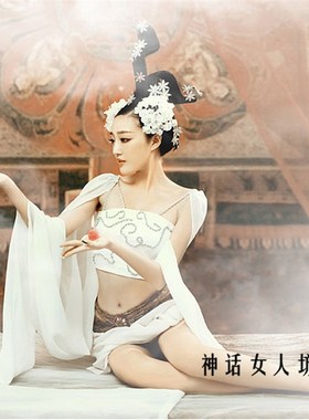 快速发货神话女古装演出服影w楼主题写真服装飞天舞蹈服白色仙女