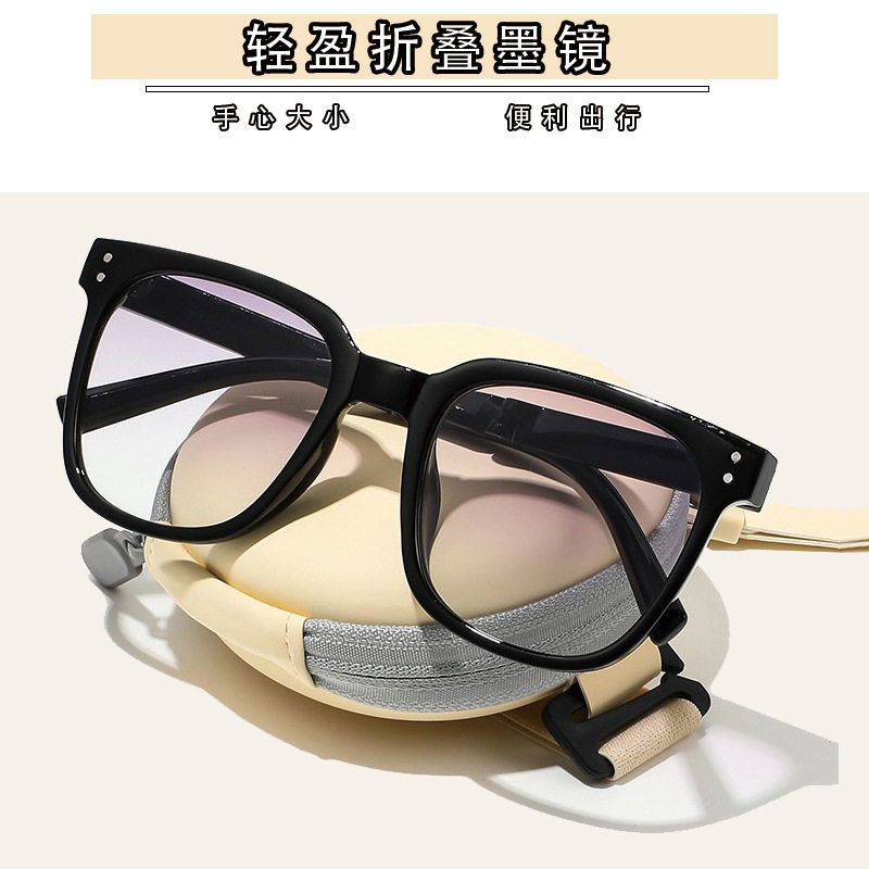折叠高级感夏季超轻墨镜潮流防紫外线网红方脸圆脸男女款