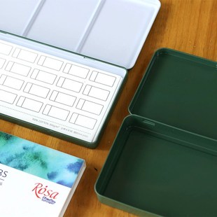 遵爵固体水彩铁盒白夜学生级颜料空盒24色固体颜料盒子收纳空铁盒