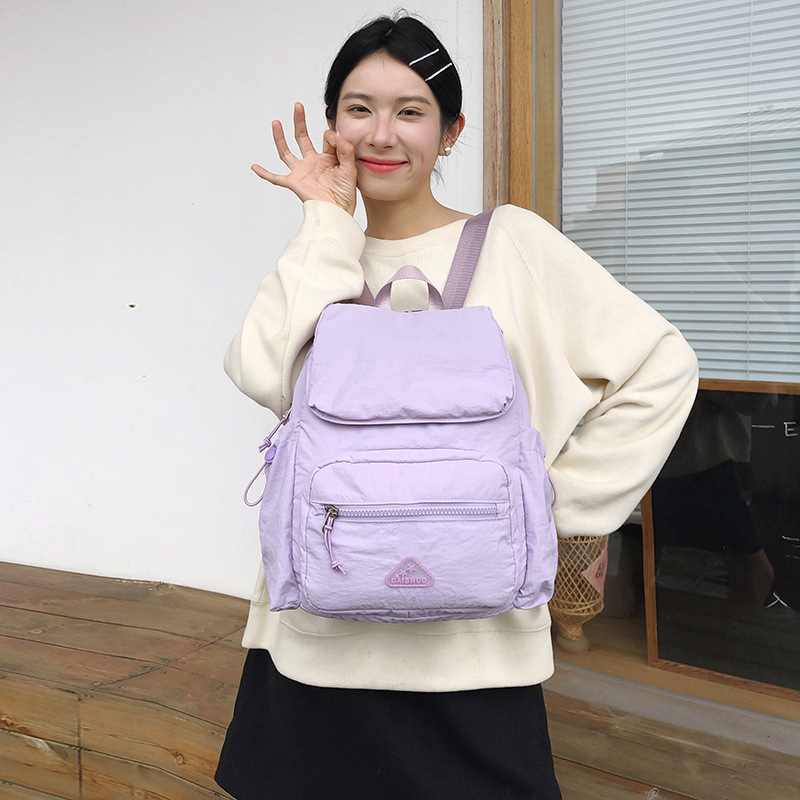 学生上课通勤双肩包女2024新款轻便短途旅行背包大容量户外手提包