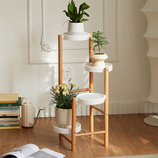 实木花架落地式客厅简约现代花几置物架家用多层阳台绿植花盆架子