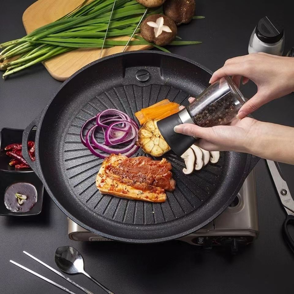 韩式烤盘麦饭石烤肉锅不