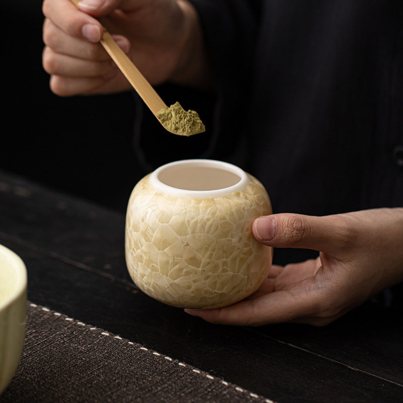 结晶釉大圆茶叶罐陶瓷小
