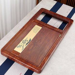 黑檀木实木茶盘家用新块款约简大号排水办公室整仿原WeJHbnbj式木