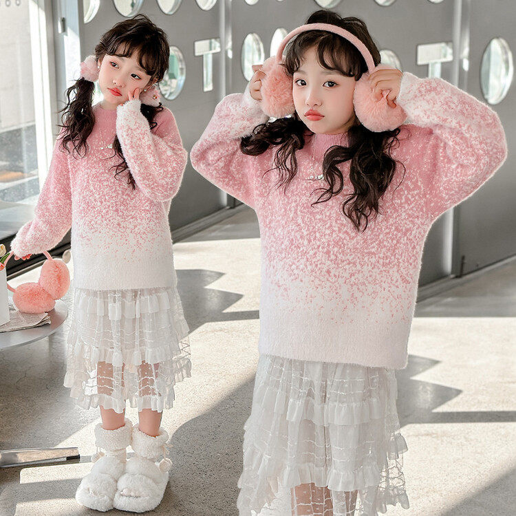 女童水貂绒毛衣秋冬季2025新款