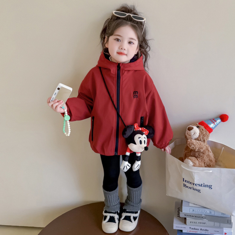 女童外套秋冬装2025新款儿童连帽