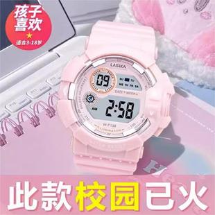 女孩手表兒童小學(xué)生初中男童夜光游泳防水學(xué)生鬧鐘電子表女童女款