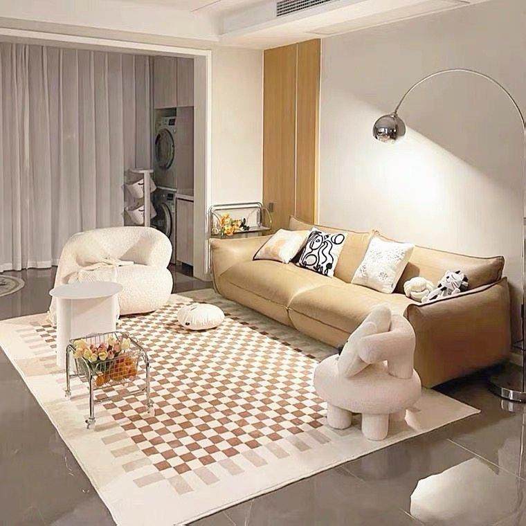 客厅棋盘格地毯卧室地垫现代简约轻奢高级感北欧ins风沙发茶几垫,居家布艺,地毯,淘宝优惠券,粉丝福利购,淘宝优惠卷