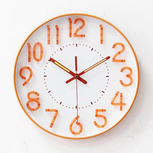 发光萤光夜光时钟挂钟客厅卧室静音圆形立体数字钟表北欧简约现代