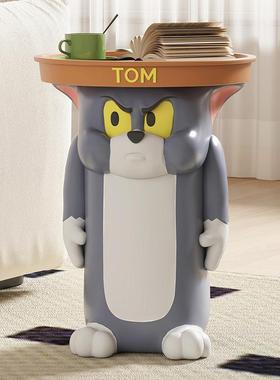 卡通汤姆猫茶几创意客厅大型摆件落地边几可爱床头柜家俱乔迁礼物