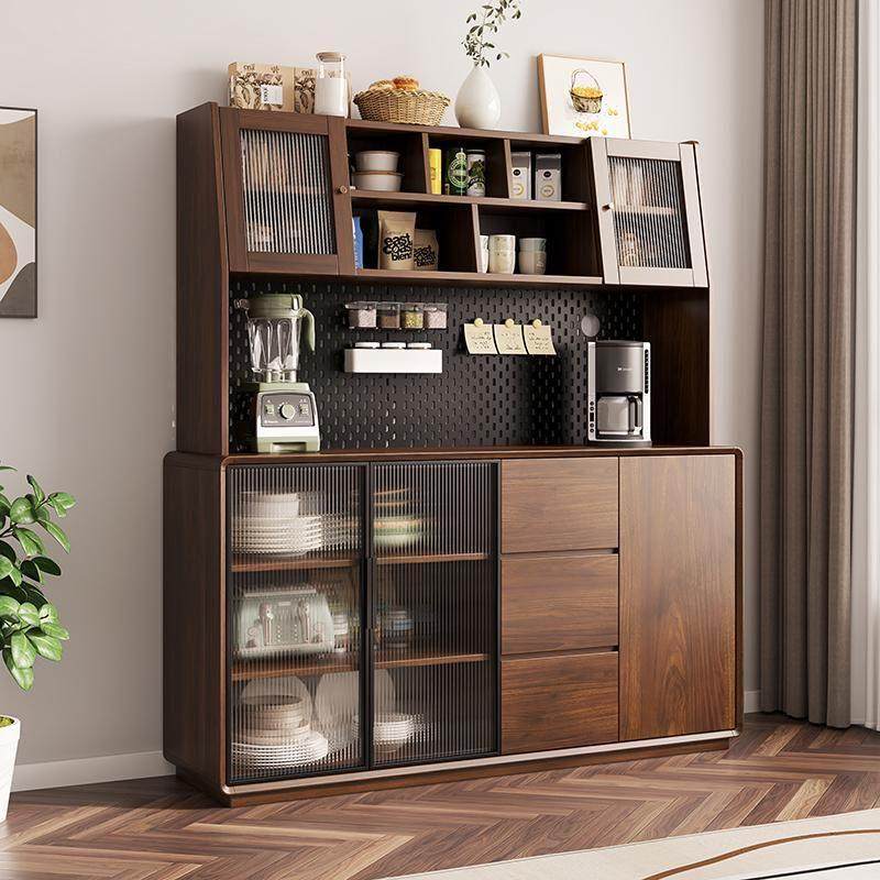 餐边柜靠墙一体储物柜实木厨房茶水柜新中式小户型超薄简约胡桃色,住宅家具,餐边柜,淘宝优惠券,粉丝福利购,淘宝优惠卷