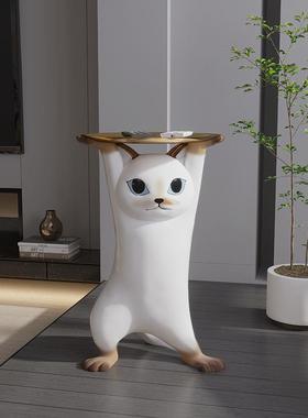 艺术猫咪客厅大型电视柜沙发旁边落地软装饰品搬家开业送礼物摆件