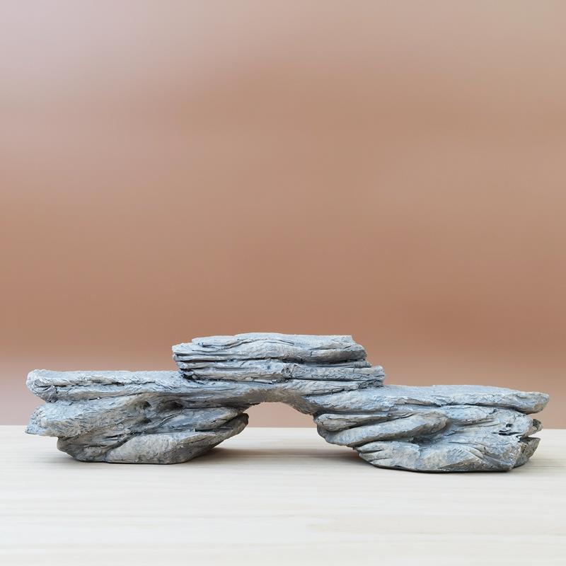 树脂仿真石头底座摆件假山微景观中式古风禅意奇石造景装饰小树桩