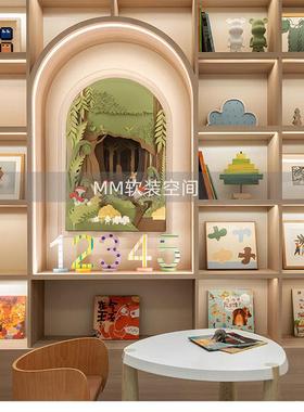 北欧现代样板间儿童房书柜卡通书籍暴力熊公仔装饰画摆件软装饰品