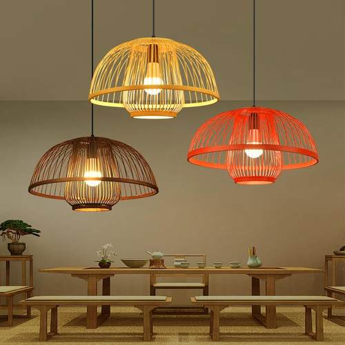 竹艺竹编吊灯中式复古田园餐厅饭店餐饮茶室阳台日式灯笼中国风灯