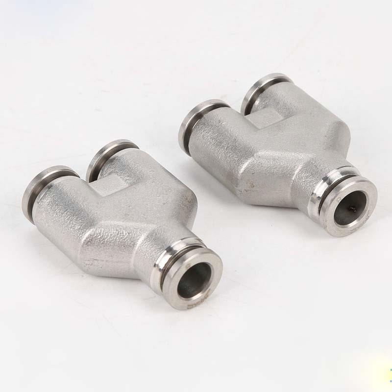 304不锈钢三通Y型气动接头PY-4 6 8 10 12 16mm气管快速插接头