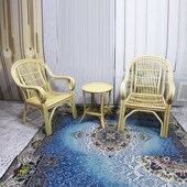 真藤休闲椅家用阳台户外茶桌椅天然藤编椅单人椅老人扶手椅太师椅