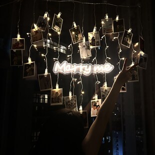 marryme霓虹灯牌发光字LED灯房间酒店求婚布置装饰道具用品爱心灯