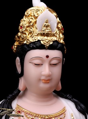 汉白玉西方三圣神像摆件站立观音雕像供奉阿弥陀佛如来佛像大势至