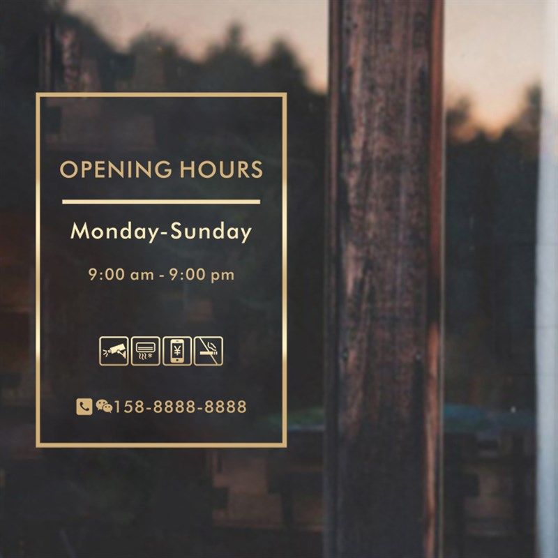 创意营业时间中文英文可定制玻璃门贴纸咖啡奶茶餐厅橱窗装饰贴纸,家居饰品,软装墙贴,淘宝优惠券,粉丝福利购,淘宝优惠卷